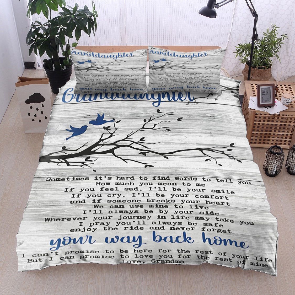 Tree Bird To My Granddaughter Love Grandma Bedding Set