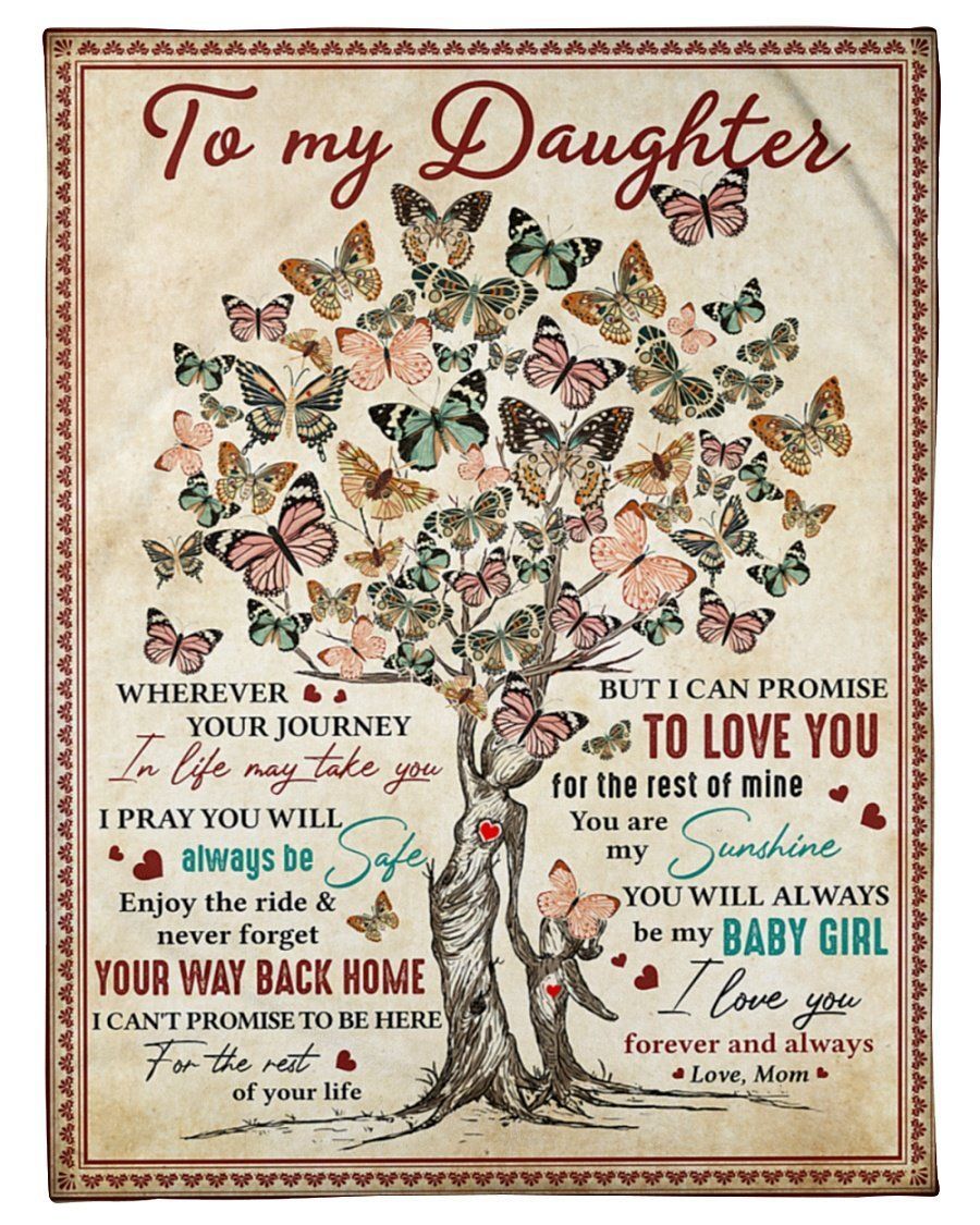 Tree Butterflies Mom To Daughter You Are My Sunshine Fleece Blanket