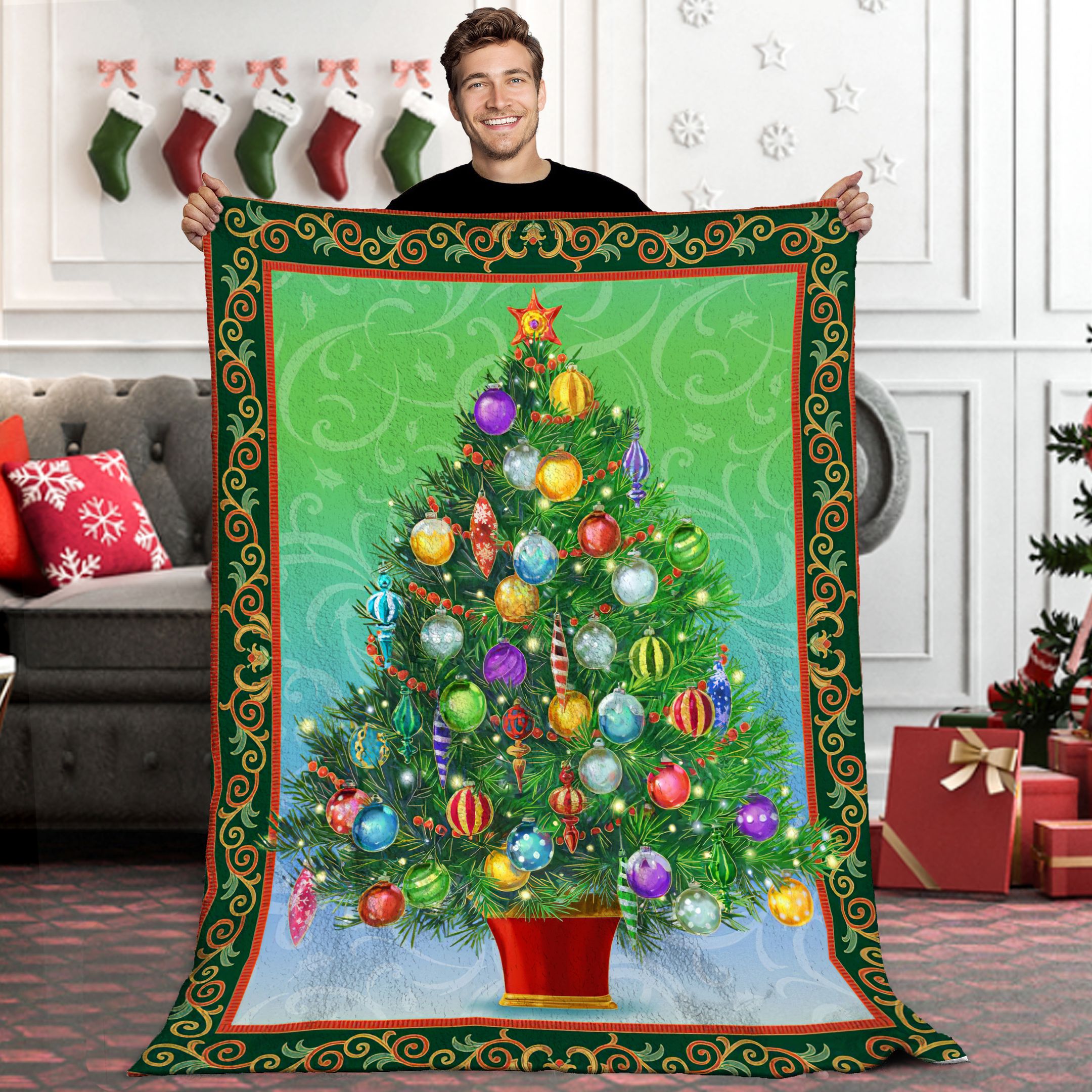 Tree Christmas Sherpa Fleece Blanket