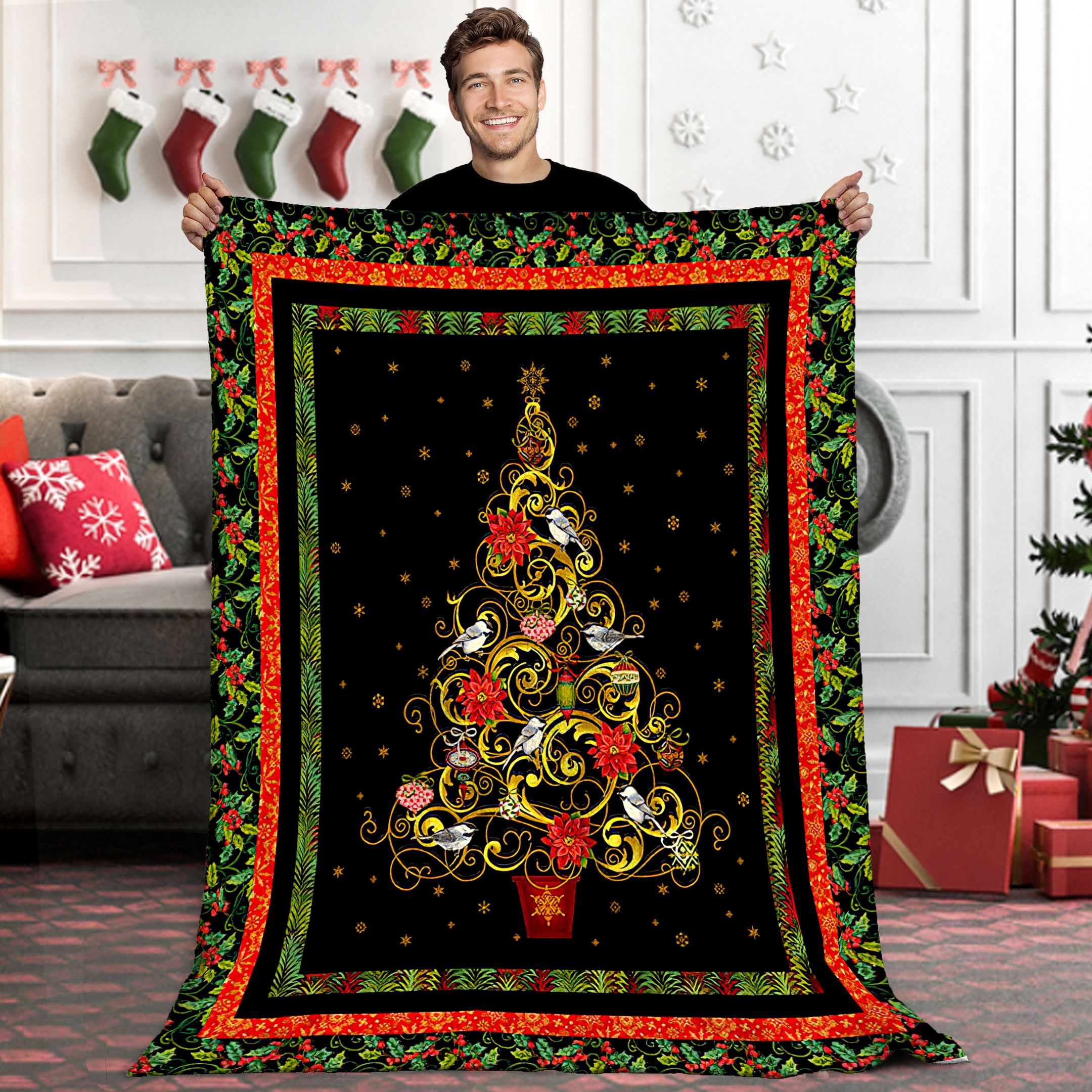 Tree Christmas Sherpa Fleece Blanket