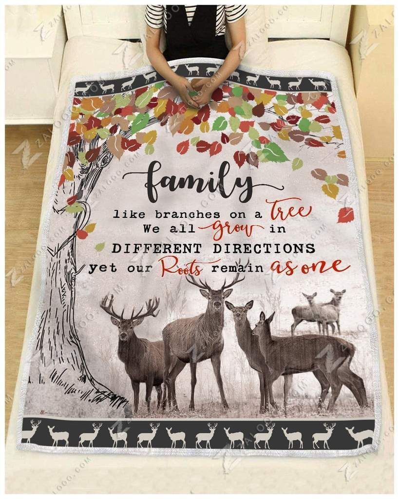 Tree Hunting Family Sherpa Fleece Blanket