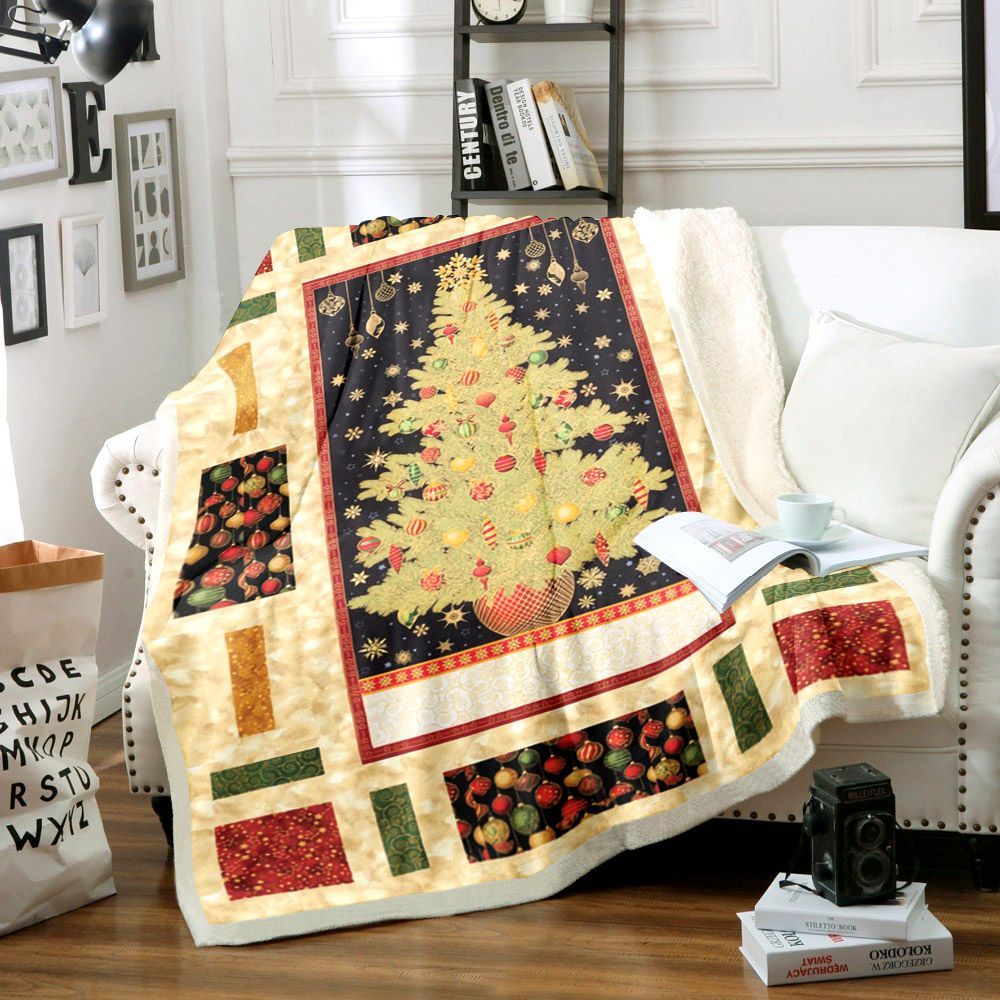 Tree Merry Christmas Sherpa Fleece Blanket