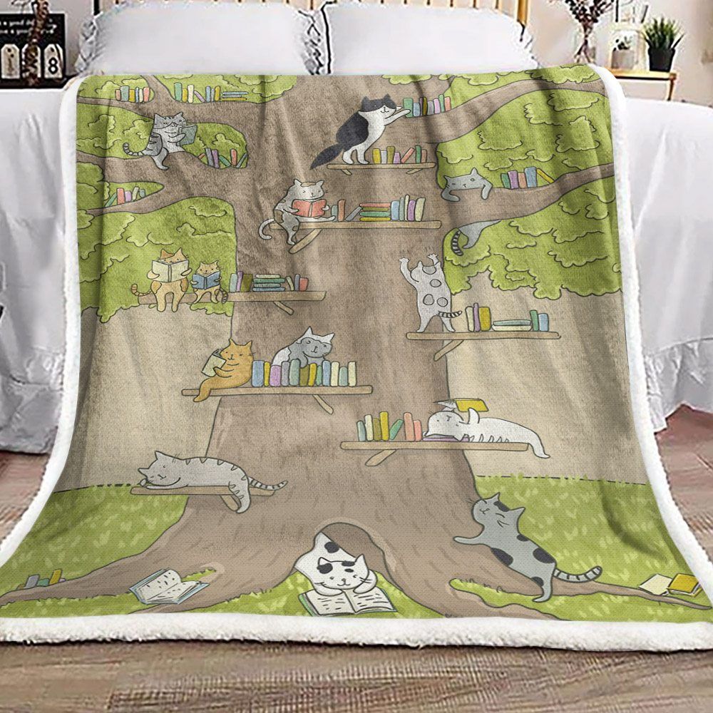 Tree Of Cat Sherpa Fleece Blanket