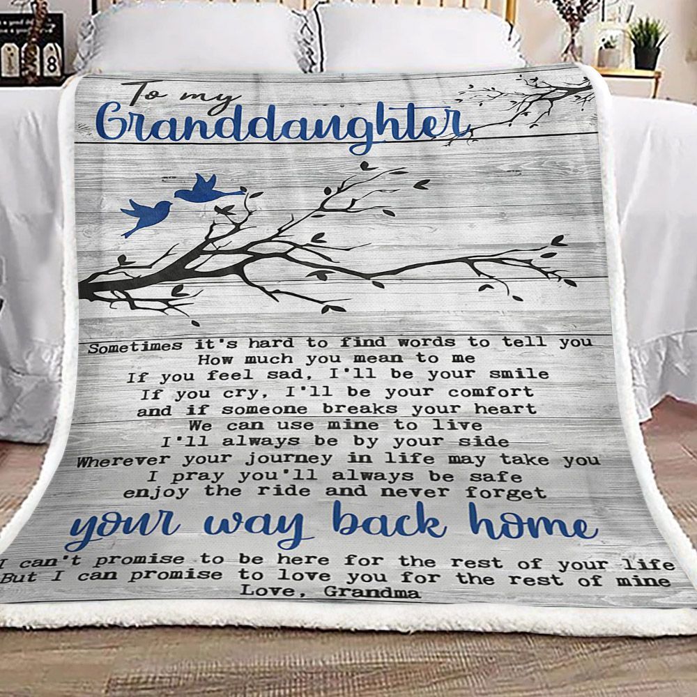 Tree Of Life Bird To My Granddaughter Love Grandma Sherpa Fleece Blanket