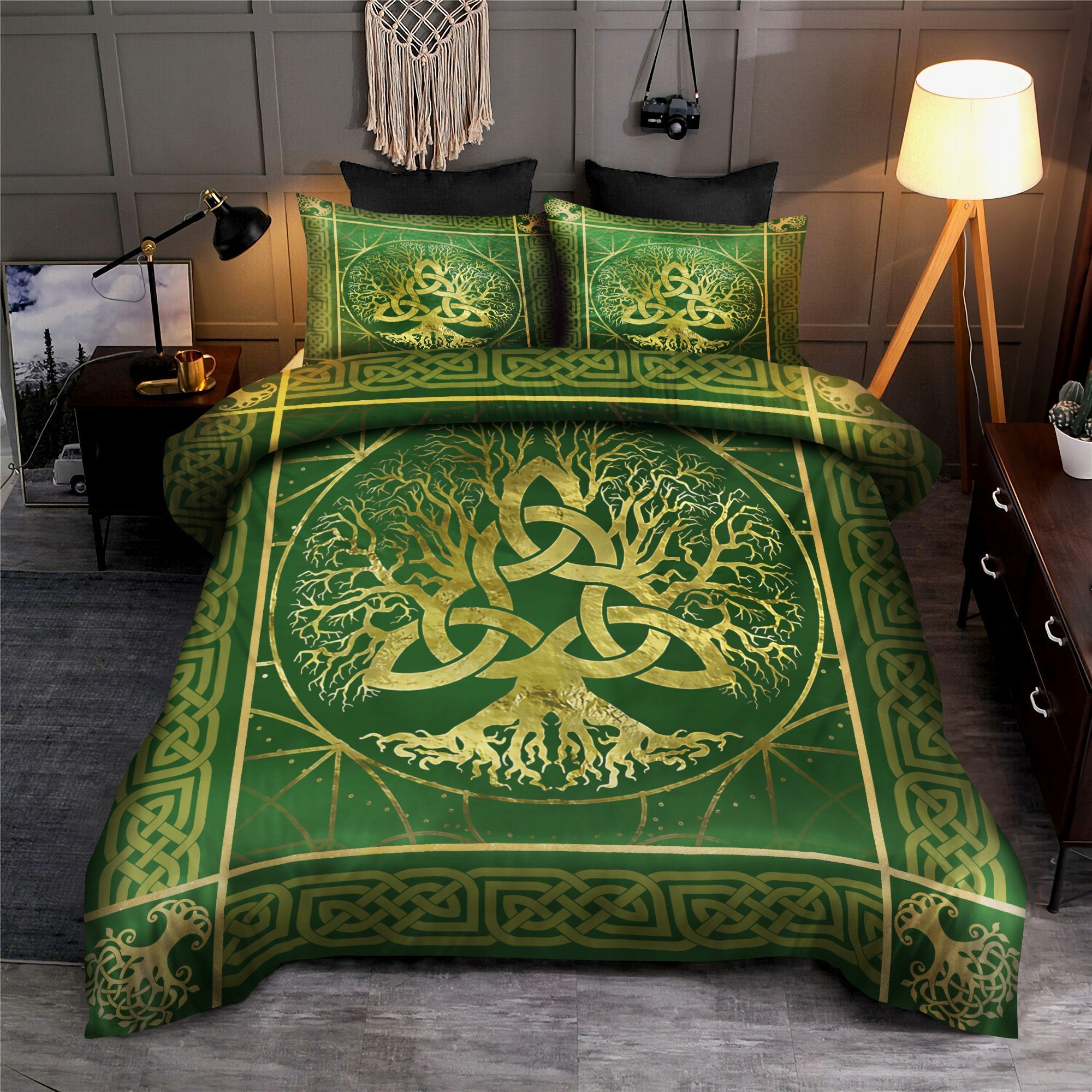 Tree Of Life Celtic Green Bedding Set