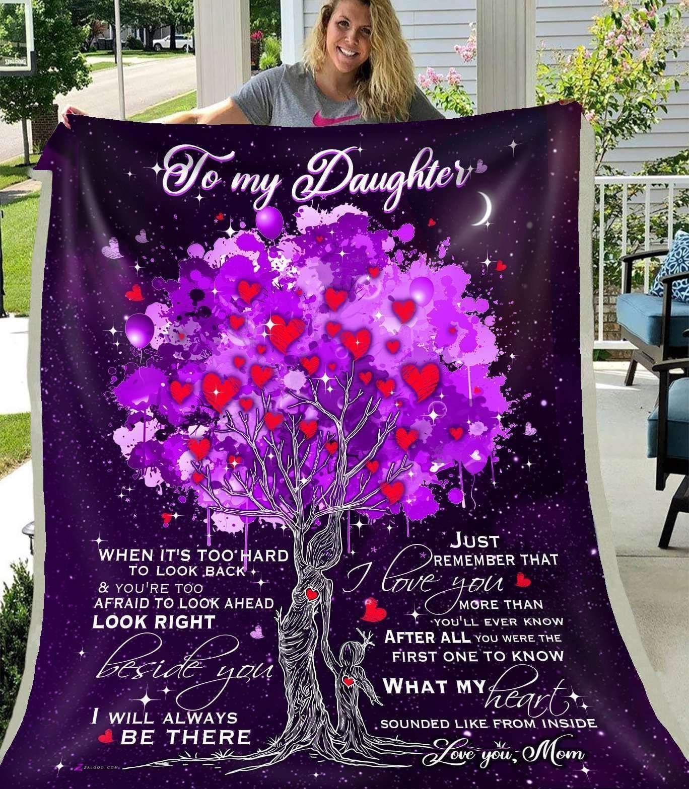 Tree Of Life Daughter Look Right Beside You Love Mom Sherpa Fleece Blanket