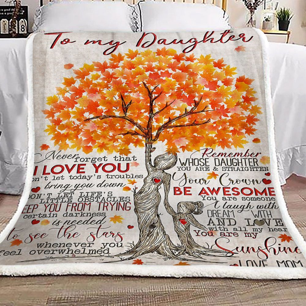 Tree Of Life Family Daughter My Sunshine Love Mom Sherpa Fleece Blanket