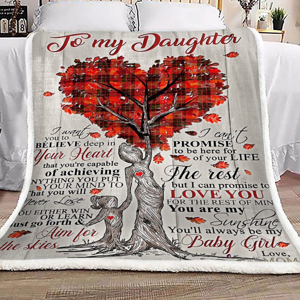 Tree Of Life Family To My Daughter Love Mom Sherpa Fleece Blanket