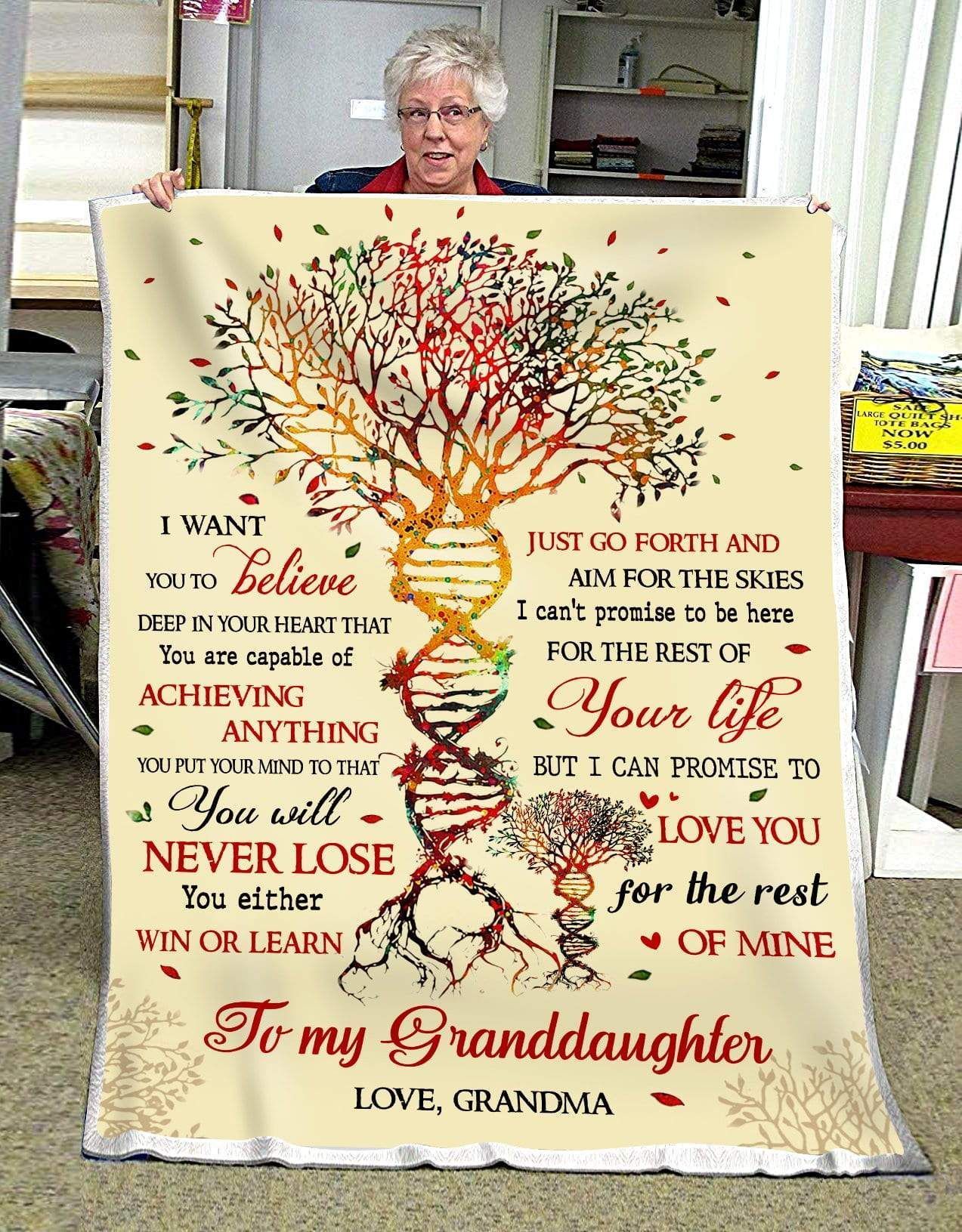 Tree Of Life Family To My Granddaughter Never Lose Love Grandma Sherpa Fleece Blanket