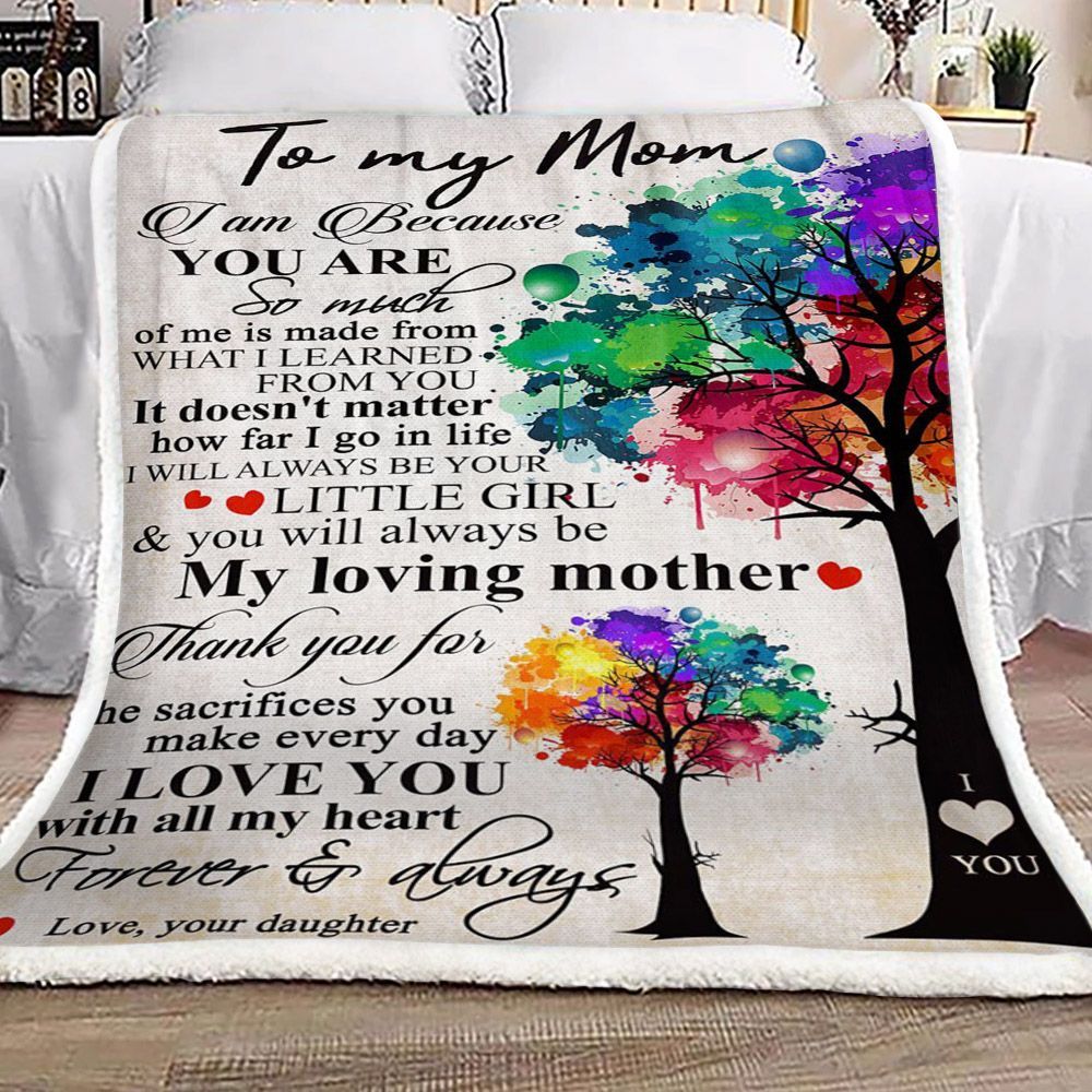 Tree Of Life Family To My Mom Love Your Daughter Sherpa Fleece Blanket