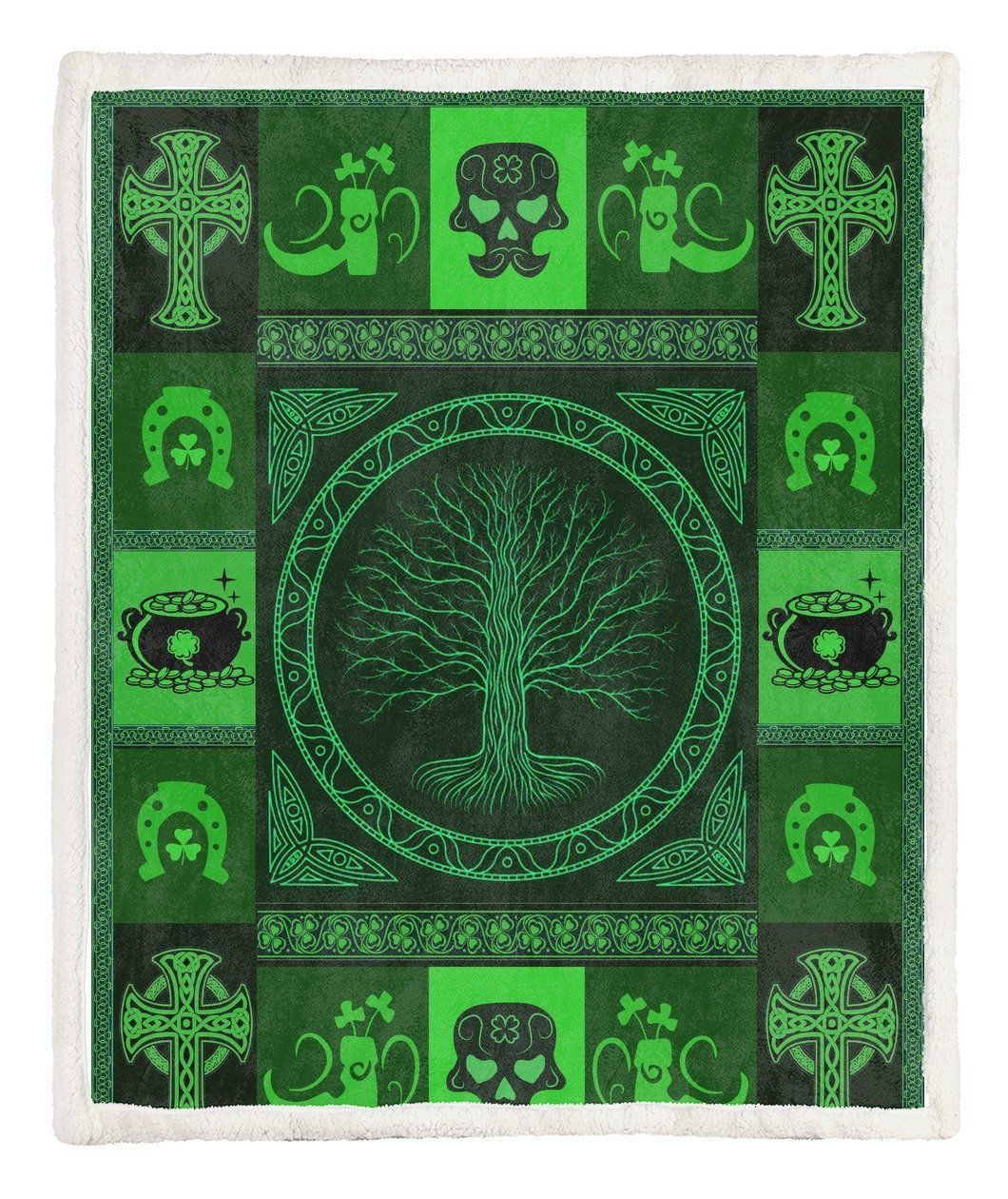 Tree Of Life Irish Cross Irish Symbol Fleece Blanket
