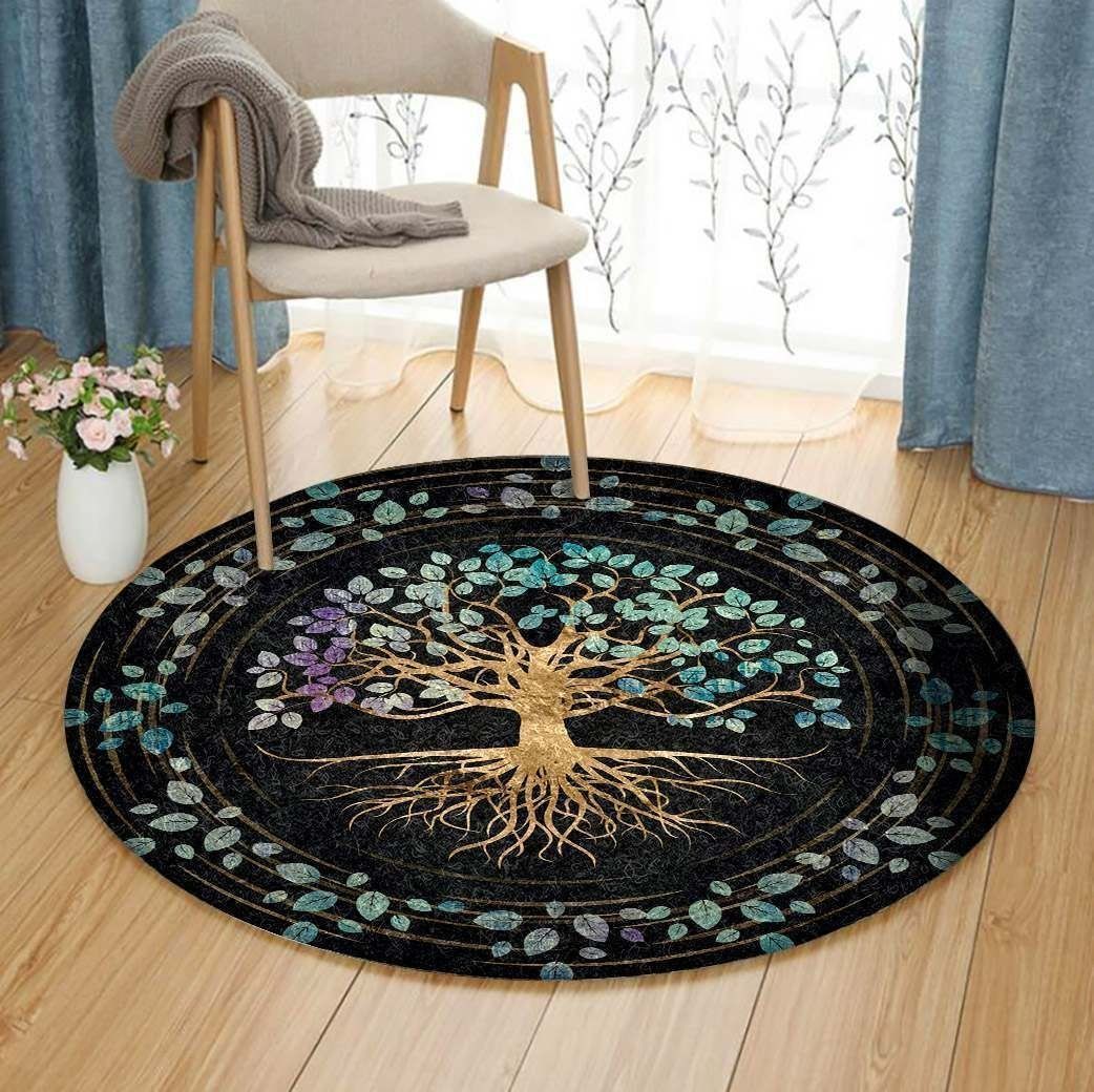 Tree Of Life Leaves Round Carpet