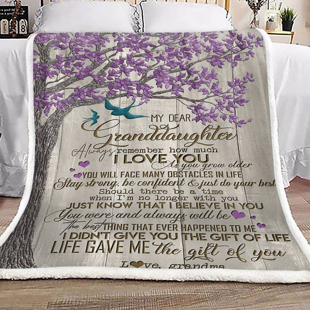 Tree Of Life My Dear Granddaughter Love Grandma Sherpa Fleece Blanket