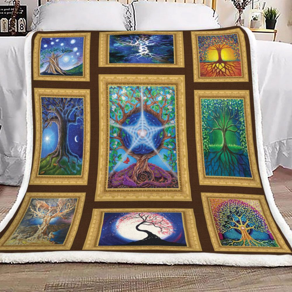 Tree Of Life Painting Sherpa Fleece Blanket