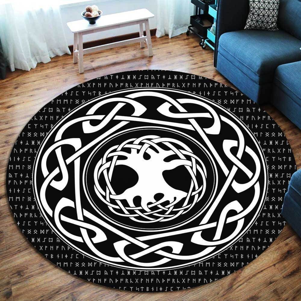 Tree Of Life Symbol Viking Round Carpet