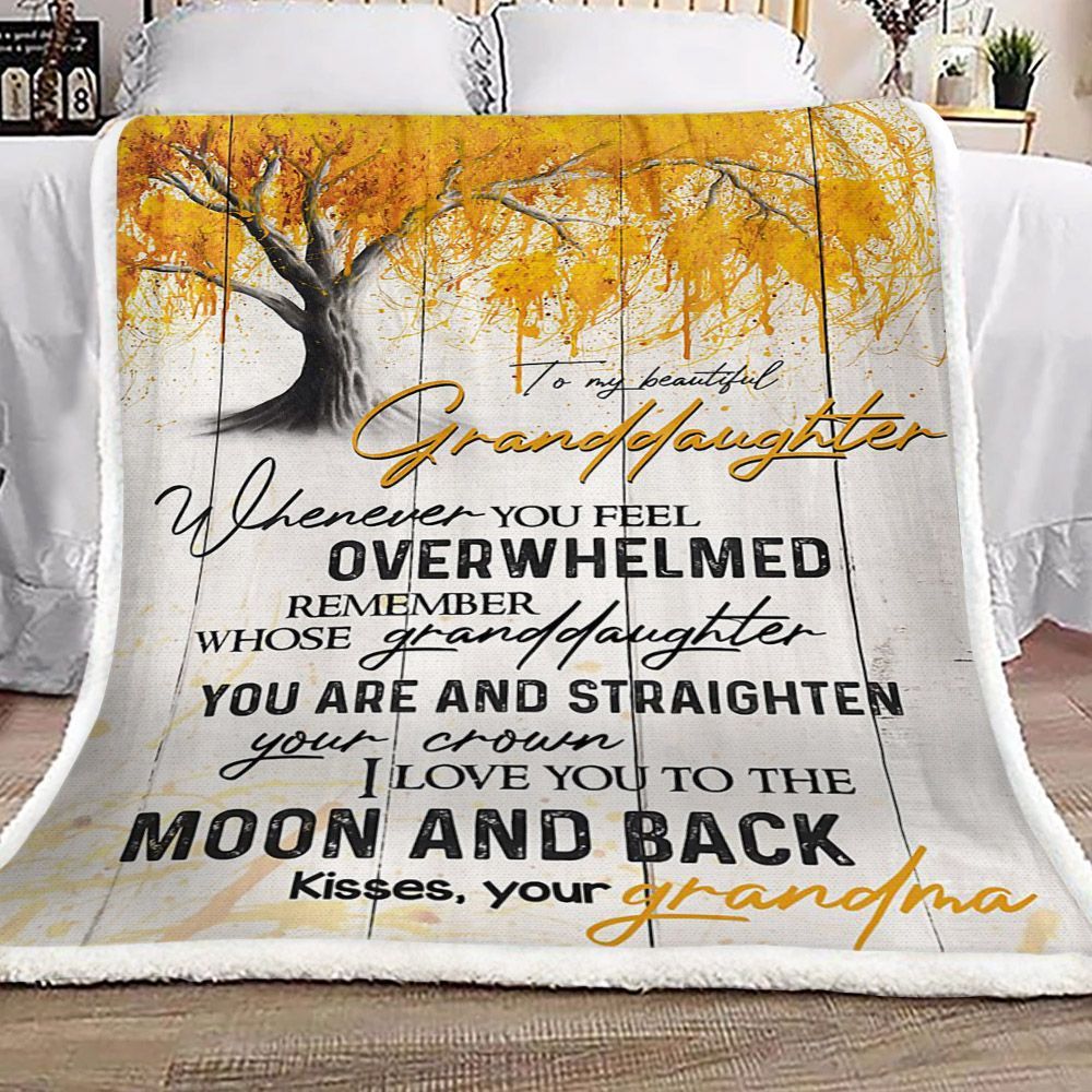 Tree Of Life To My Beautiful Granddaughter Kisses Your Grandma Sherpa Fleece Blanket
