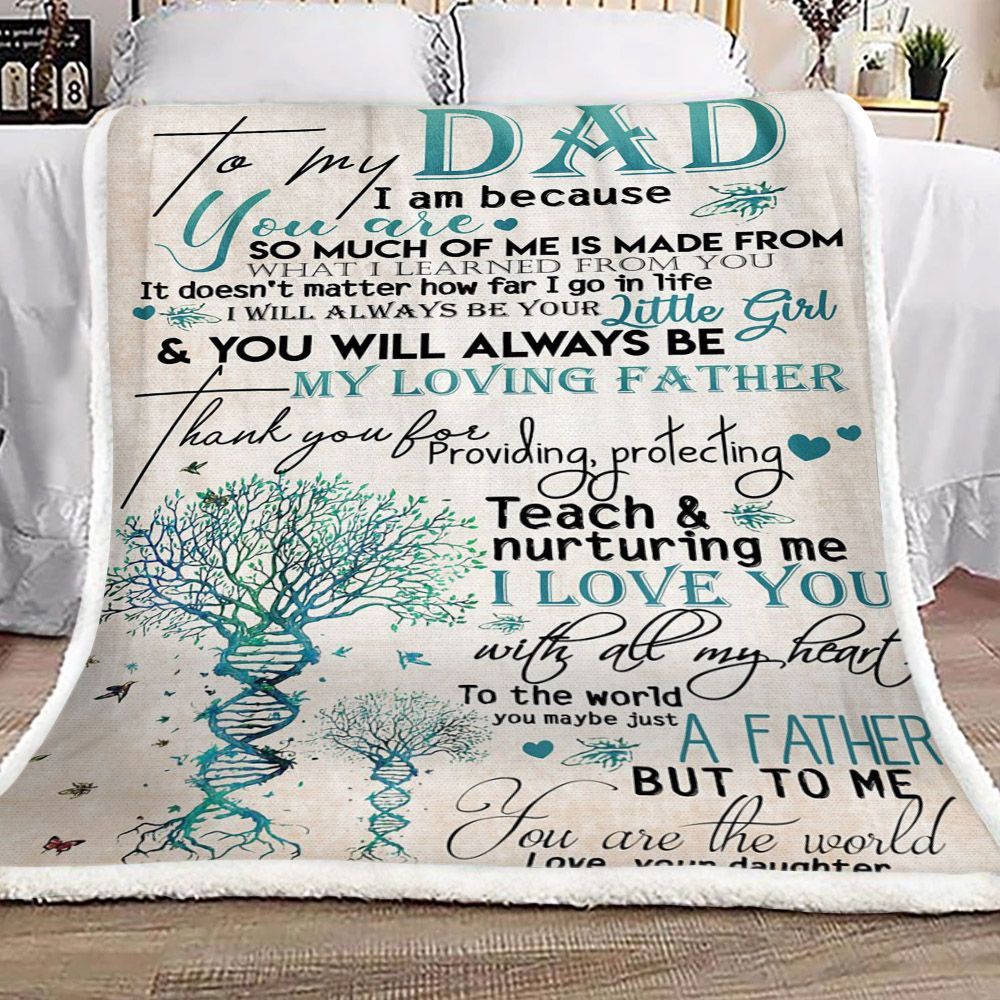 Tree Of Life To My Dad Your Daughter Sherpa Fleece Blanket