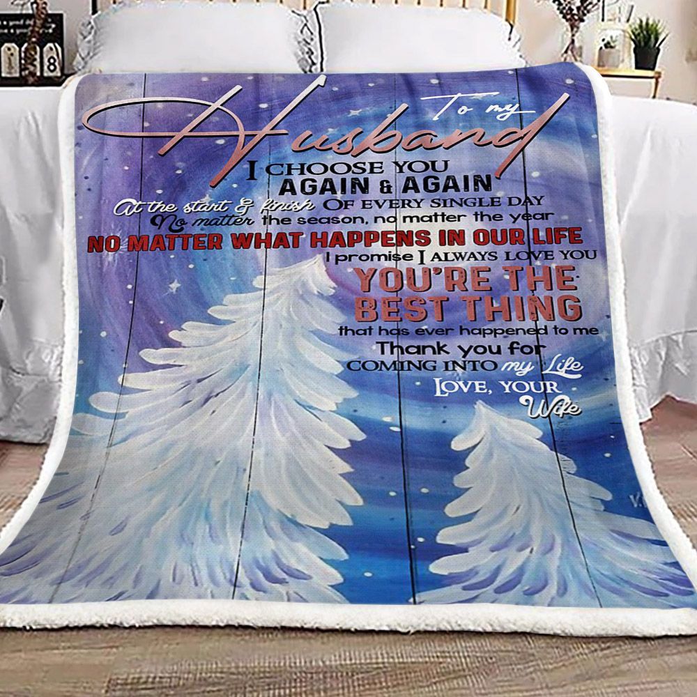 Tree Of Life To My Husband Sherpa Fleece Blanket