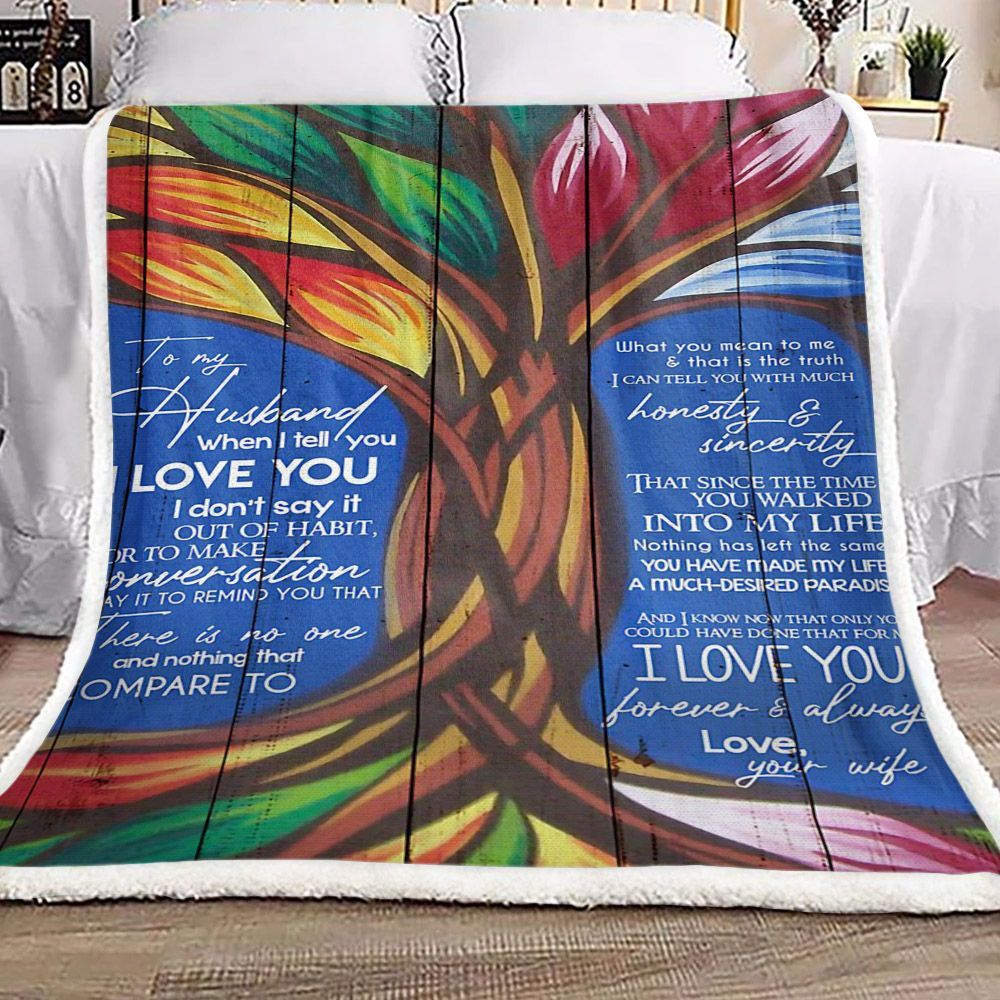 Tree Of Life To My Husband Sherpa Fleece Blanket