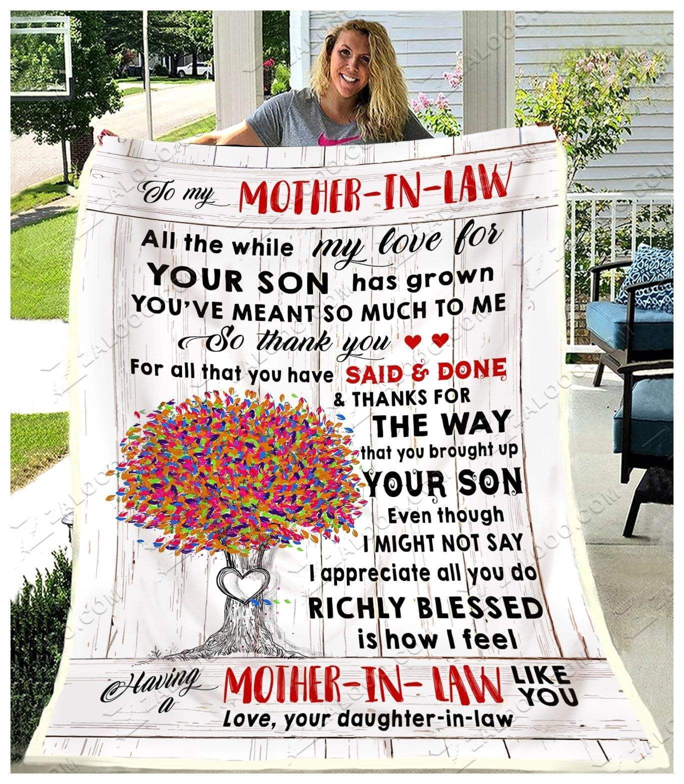 Tree Of Life To My Mother In Law Love Your Daughter In Law Sherpa Fleece Blanket