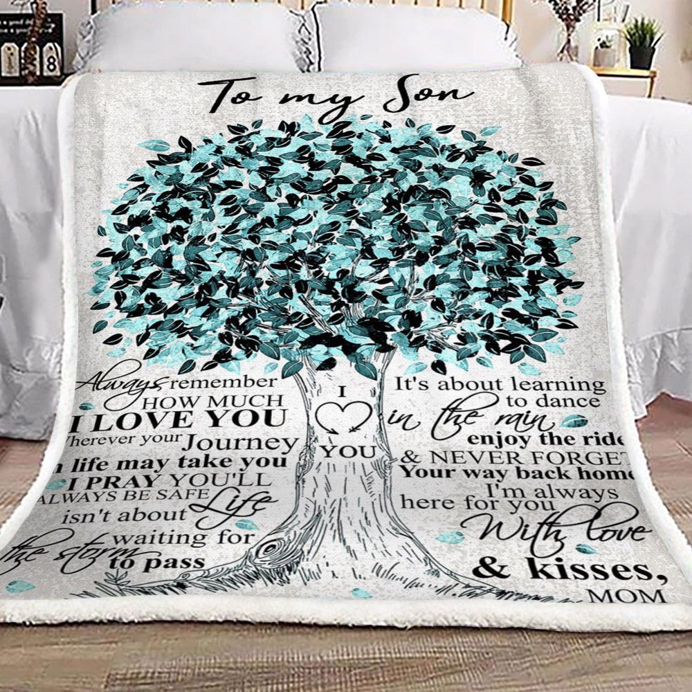 Tree Of Life To My Son From Mom Sherpa Fleece Blanket