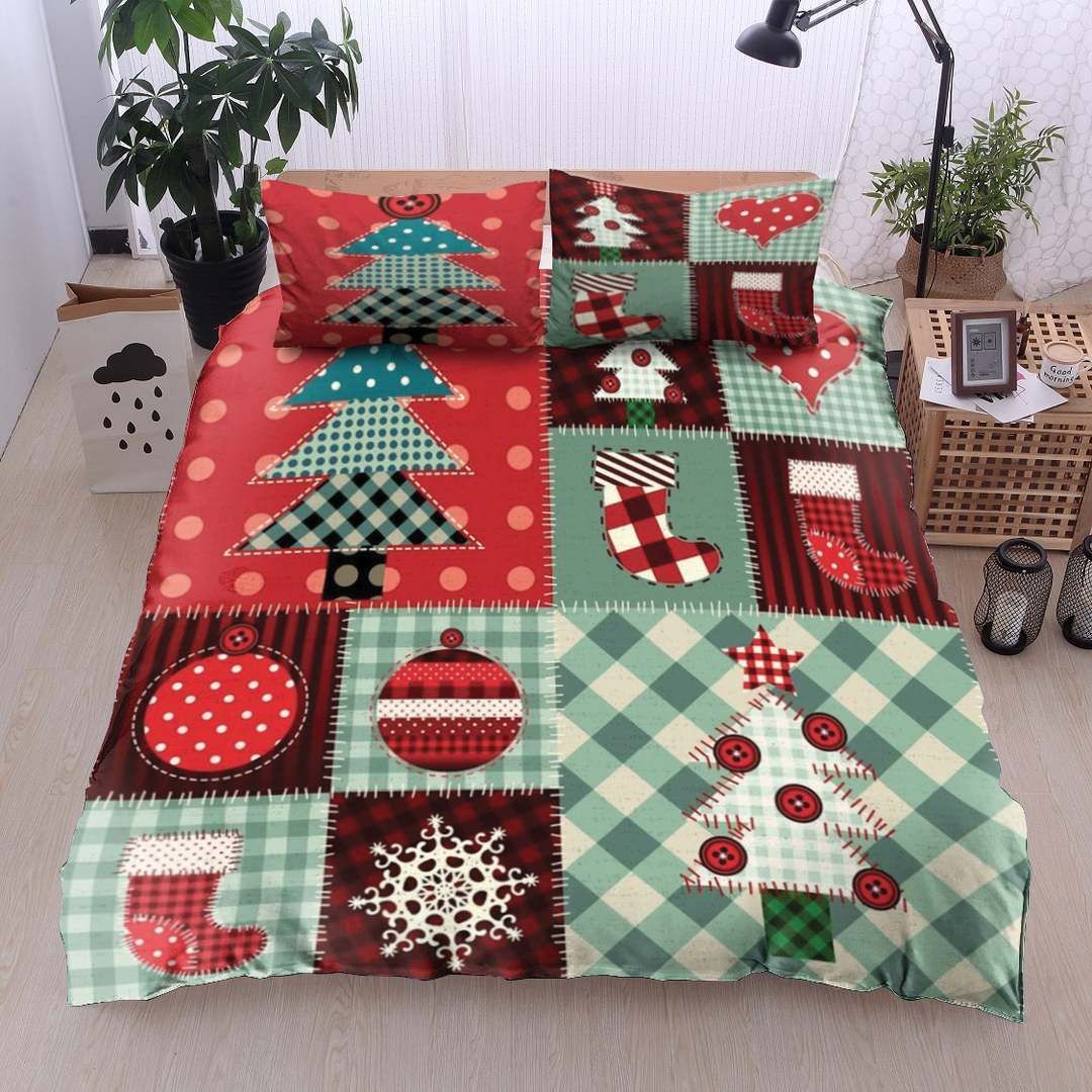 Tree Sock Heart Christmas Bedding Set
