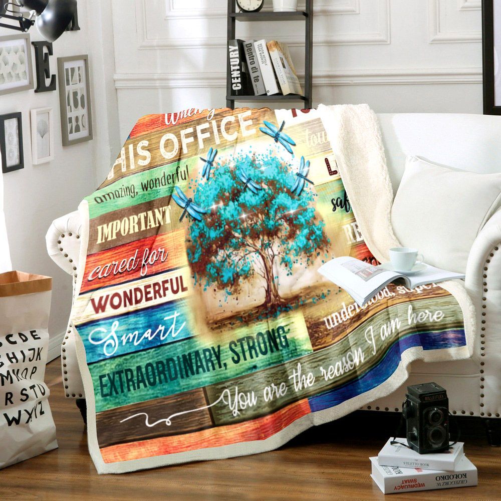Tree With Dragonfly Sherpa Fleece Blanket