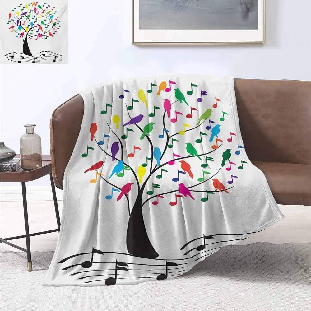 Tree With Musical Notes And Birds Sherpa Fleece Blanket