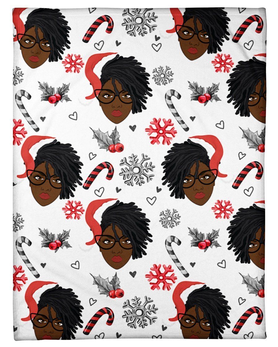 Trendy Black Women Christmas Pattern Fleece Blanket Fleece Blanket