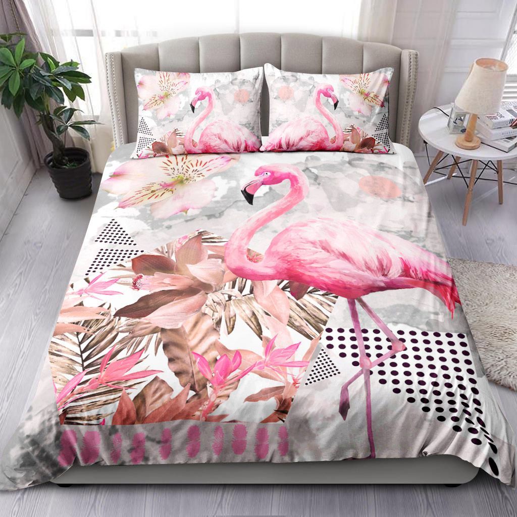 Triangles Flamingo Bedding Set