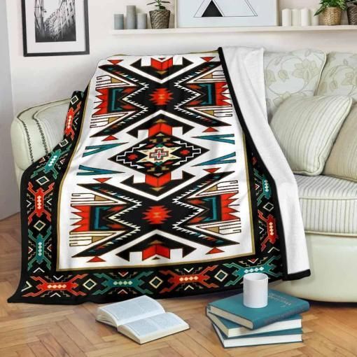 Tribal Colorful Pattern Native American Pride Sherpa Fleece Blanket