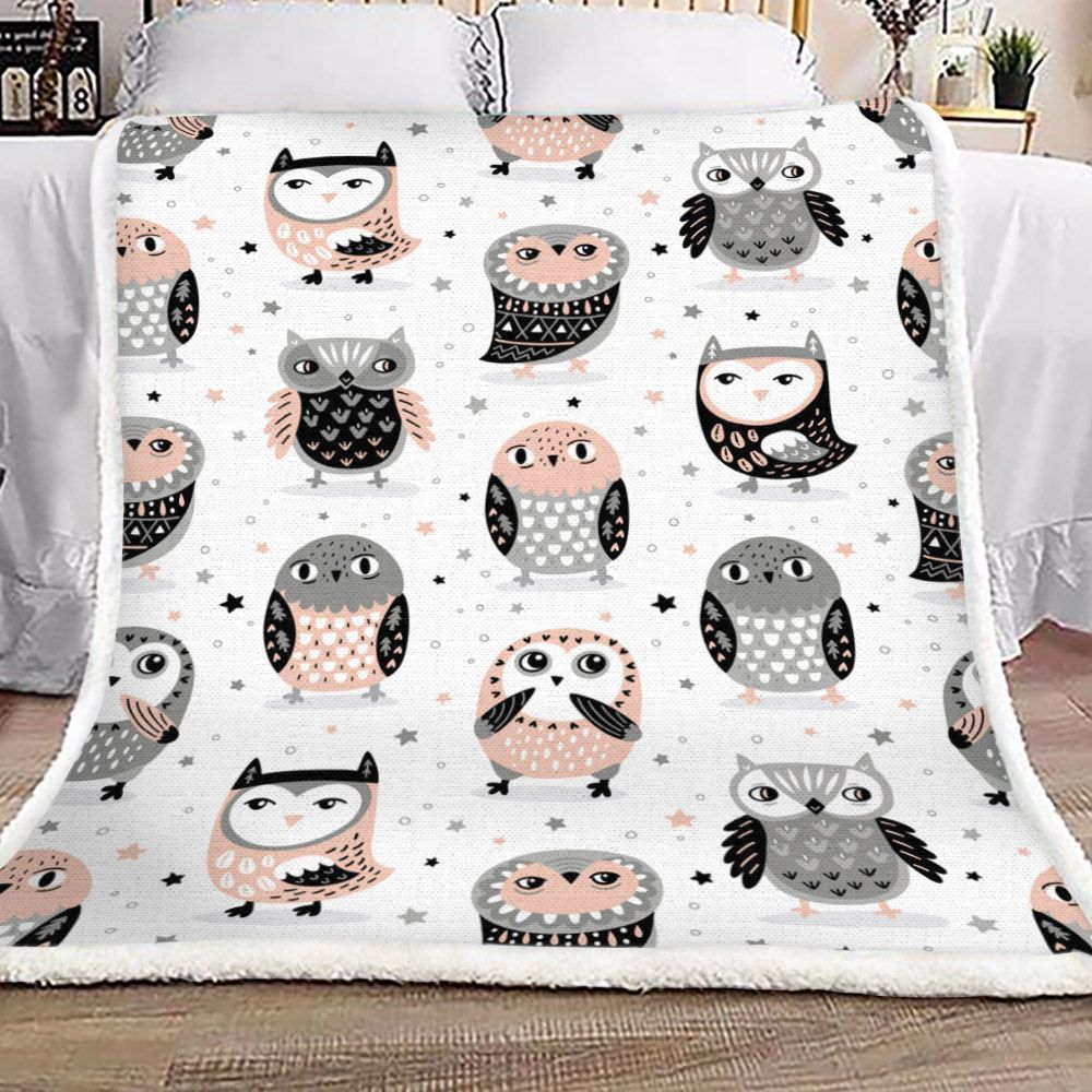 Tribal Owl Sherpa Fleece Blanket