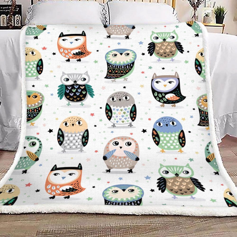 Tribal Owl Sherpa Fleece Blanket