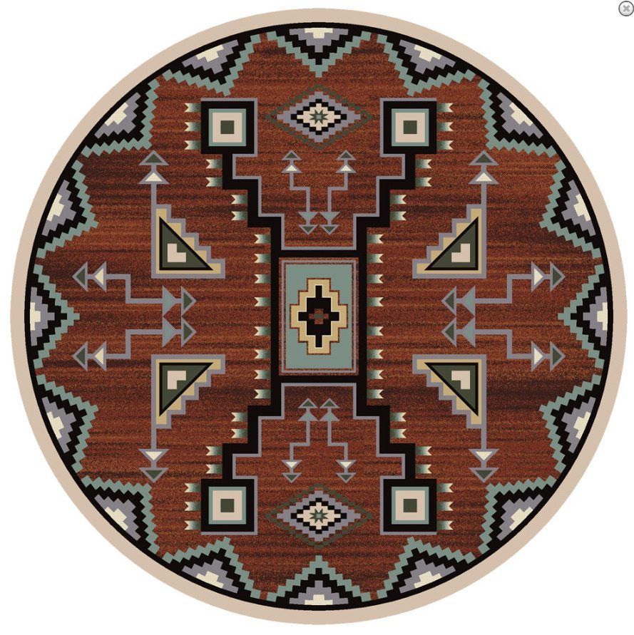 Tribal Rain Red Round Carpet