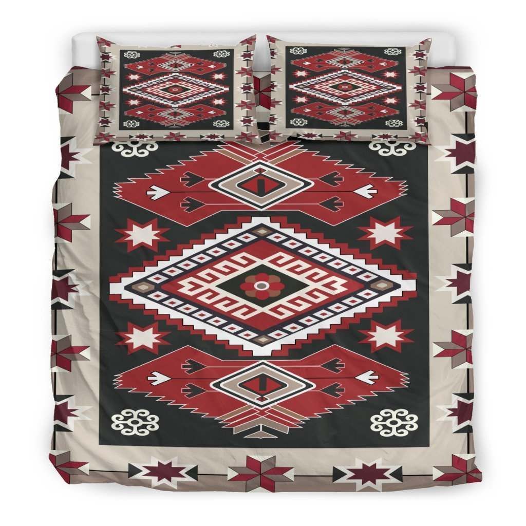 Tribal Red Brown Pattern Native American Bedding Set