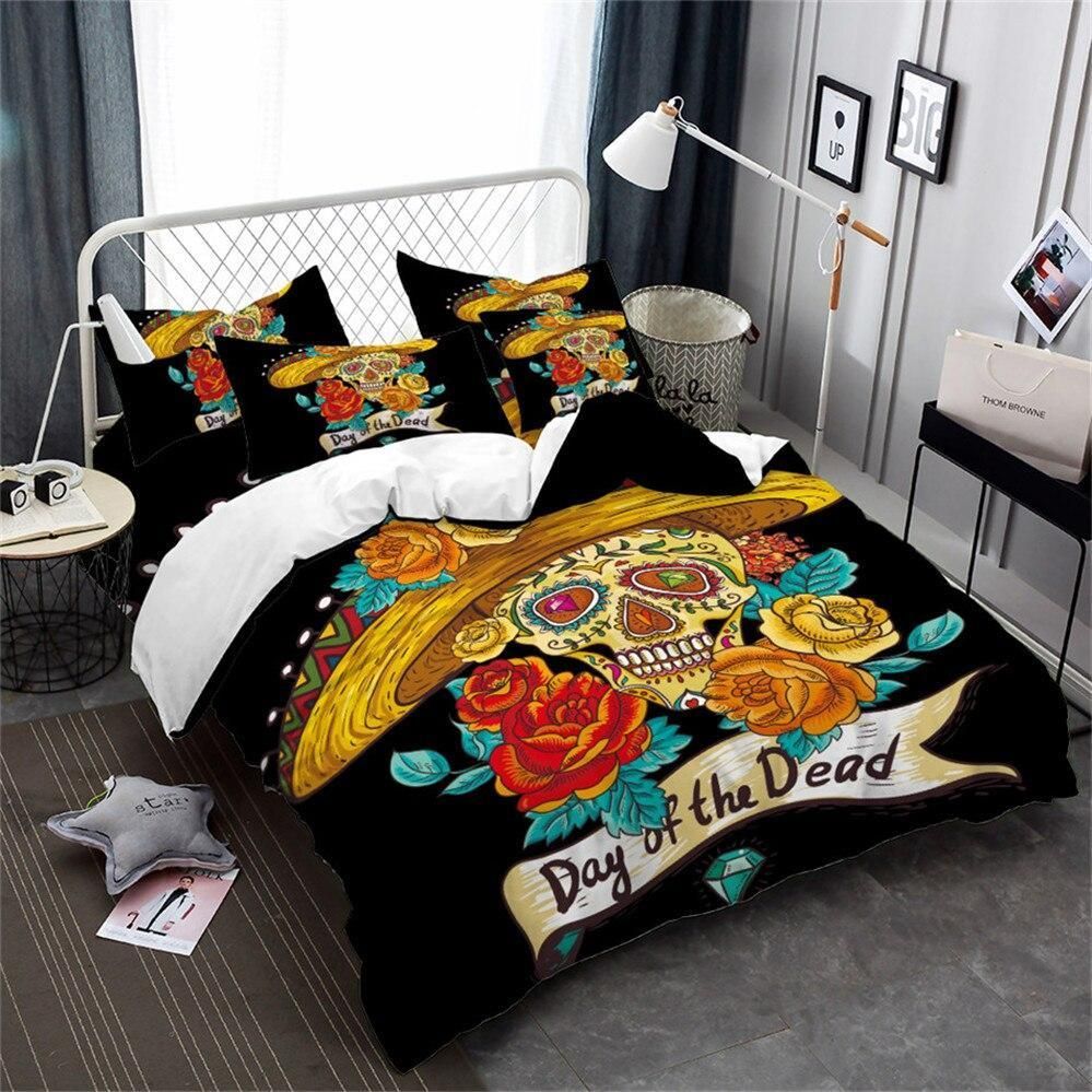 Tribal Sugar Skull Day Of The Death Printed Bedding Set