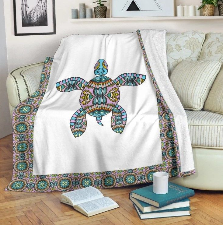 Tribal Turtle Sherpa Fleece Blanket
