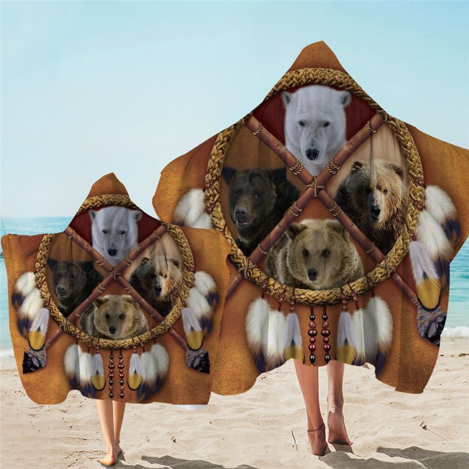 Tribal Ursas Dreamcatcher Printed Hooded Towel