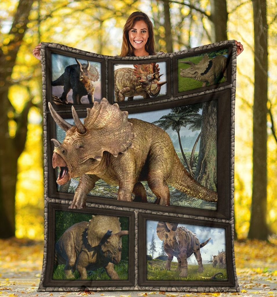 Triceratops Dinosaur Sherpa Fleece Blanket