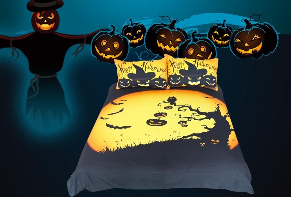 Trick Treat Halloween Tree Bedding Set