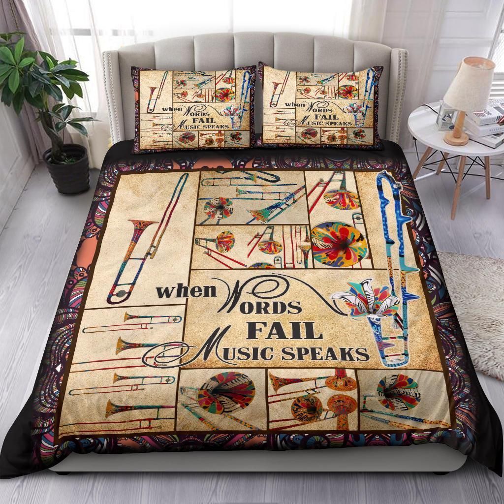Trombone When Words Fail Music Speaks Bedding Set