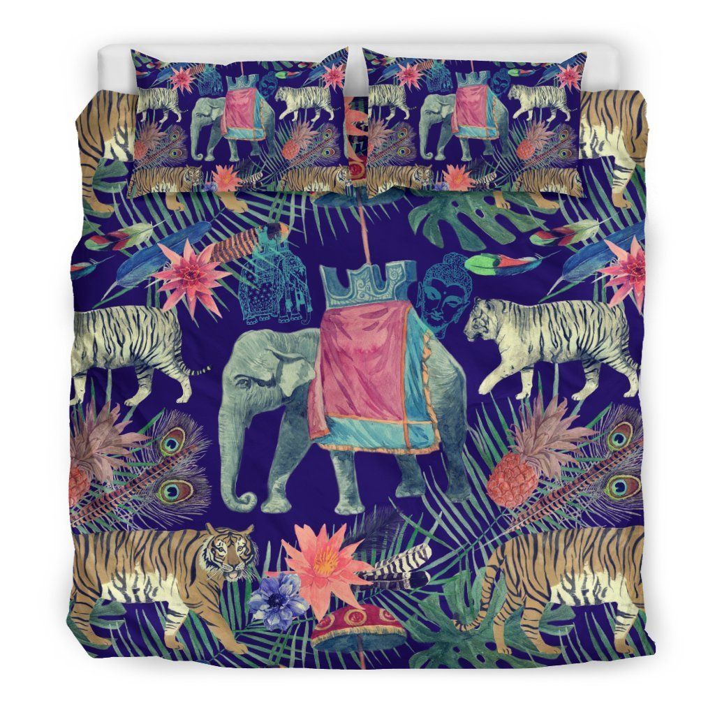 Tropical Animal Palm Leaves Bedding Set