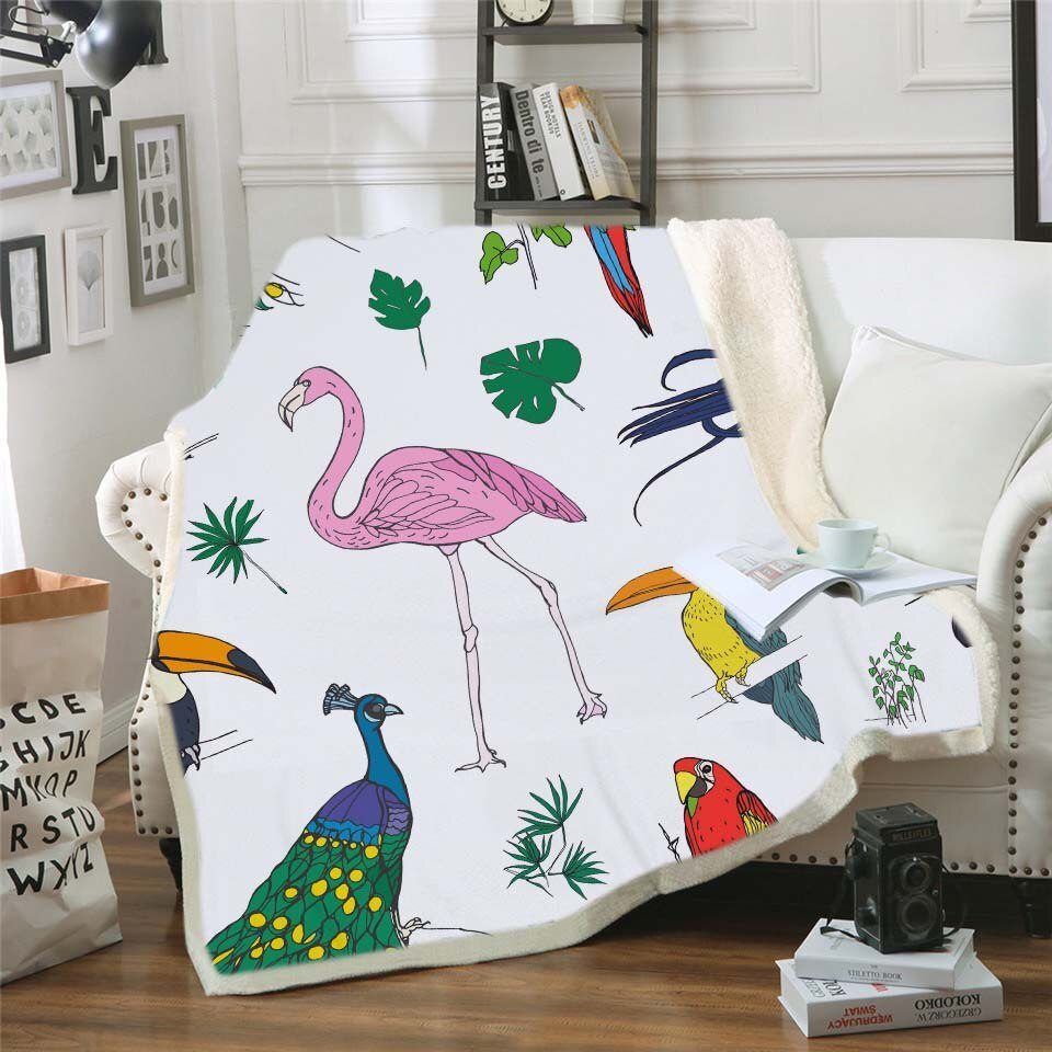 Tropical Animal Plant Sherpa Fleece Blanket