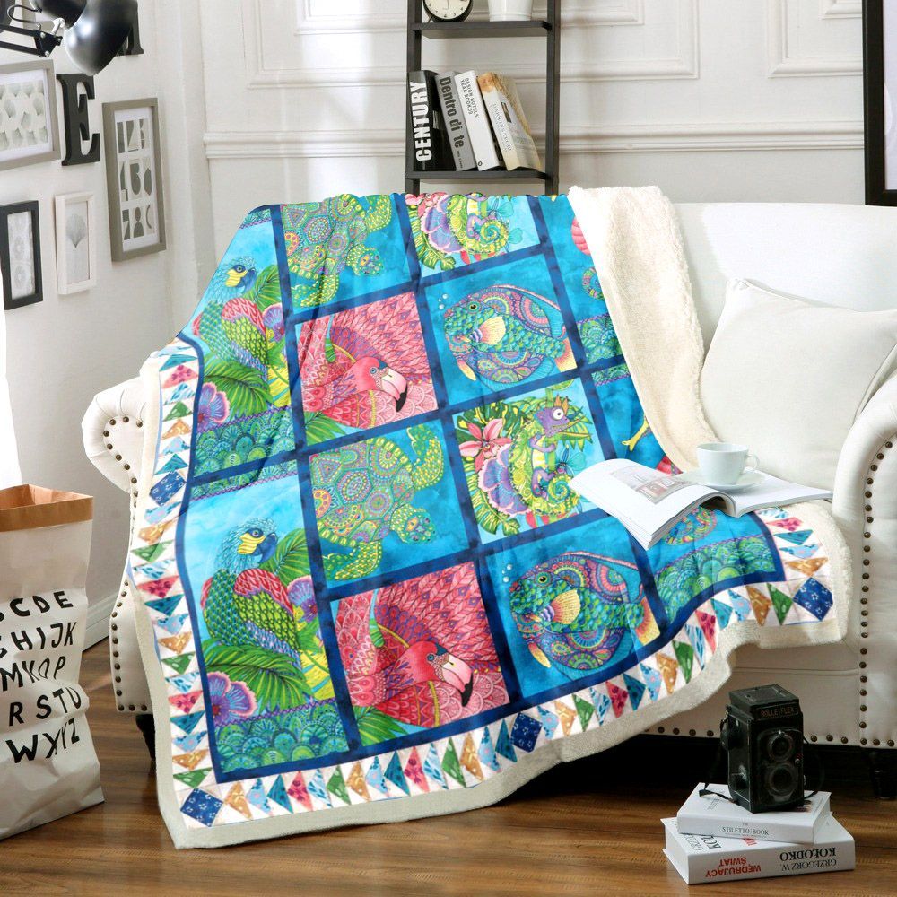 Tropical Animals Sherpa Fleece Blanket