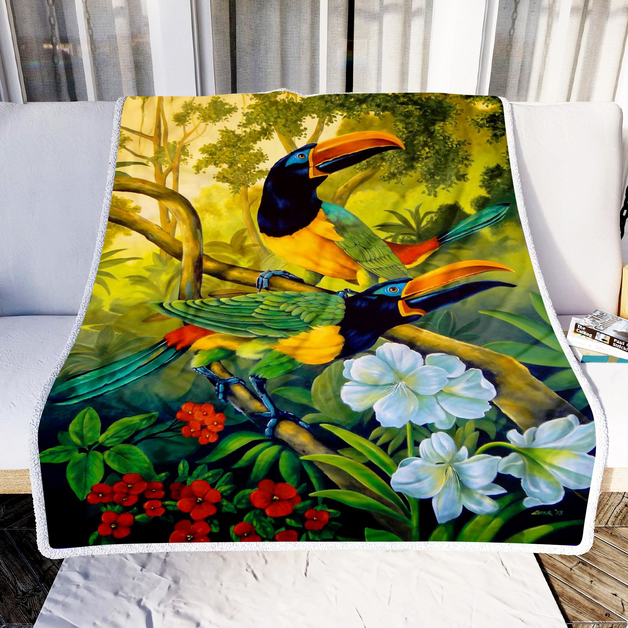 Tropical Birds Fleece Blanket