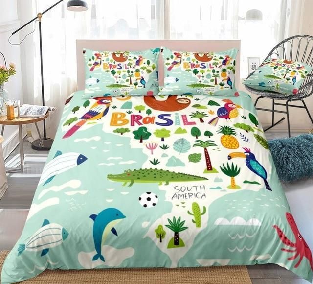 Tropical Brazil Map Bedding Set