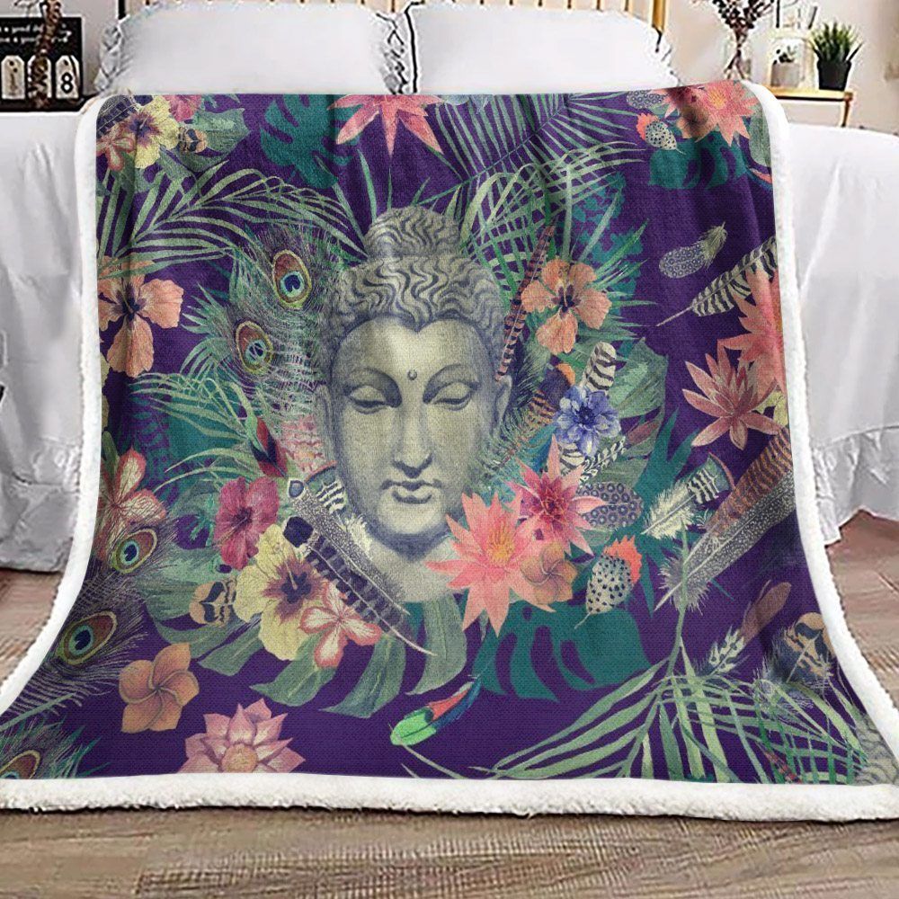 Tropical Buddha Sherpa Fleece Blanket