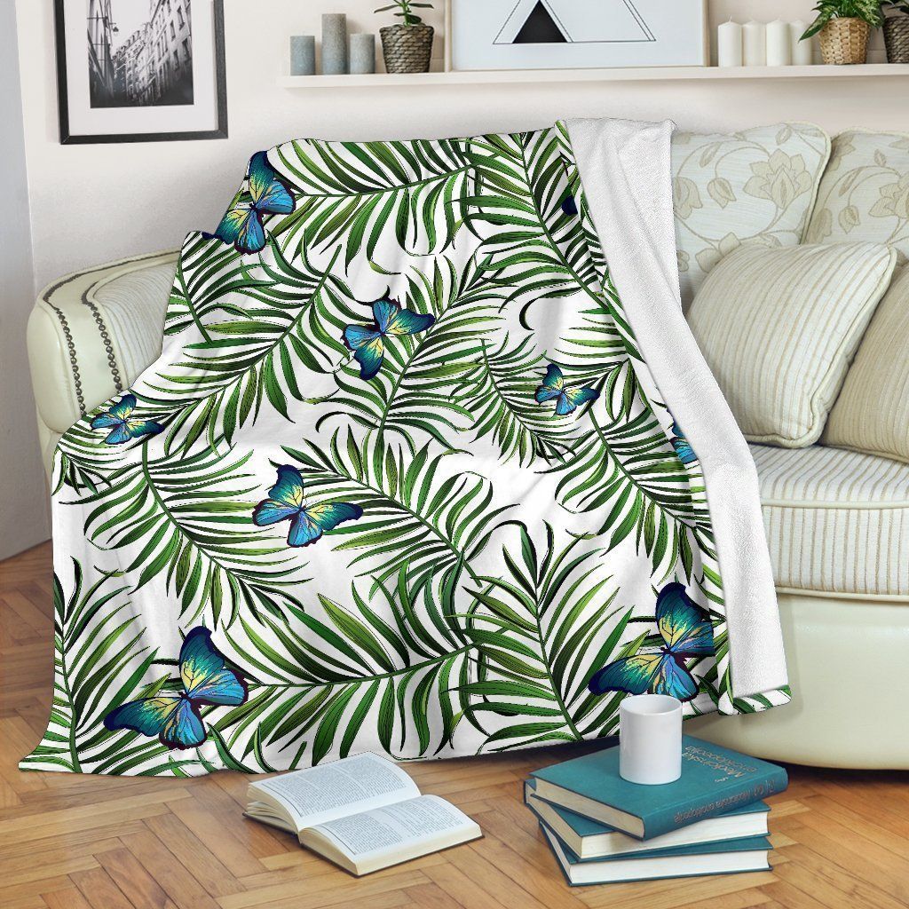 Tropical Butterfly Sherpa Fleece Blanket