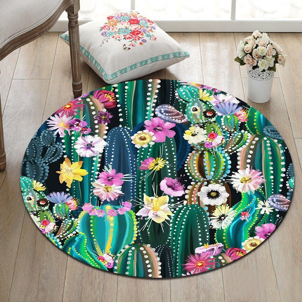 Tropical Cactus Round Carpet