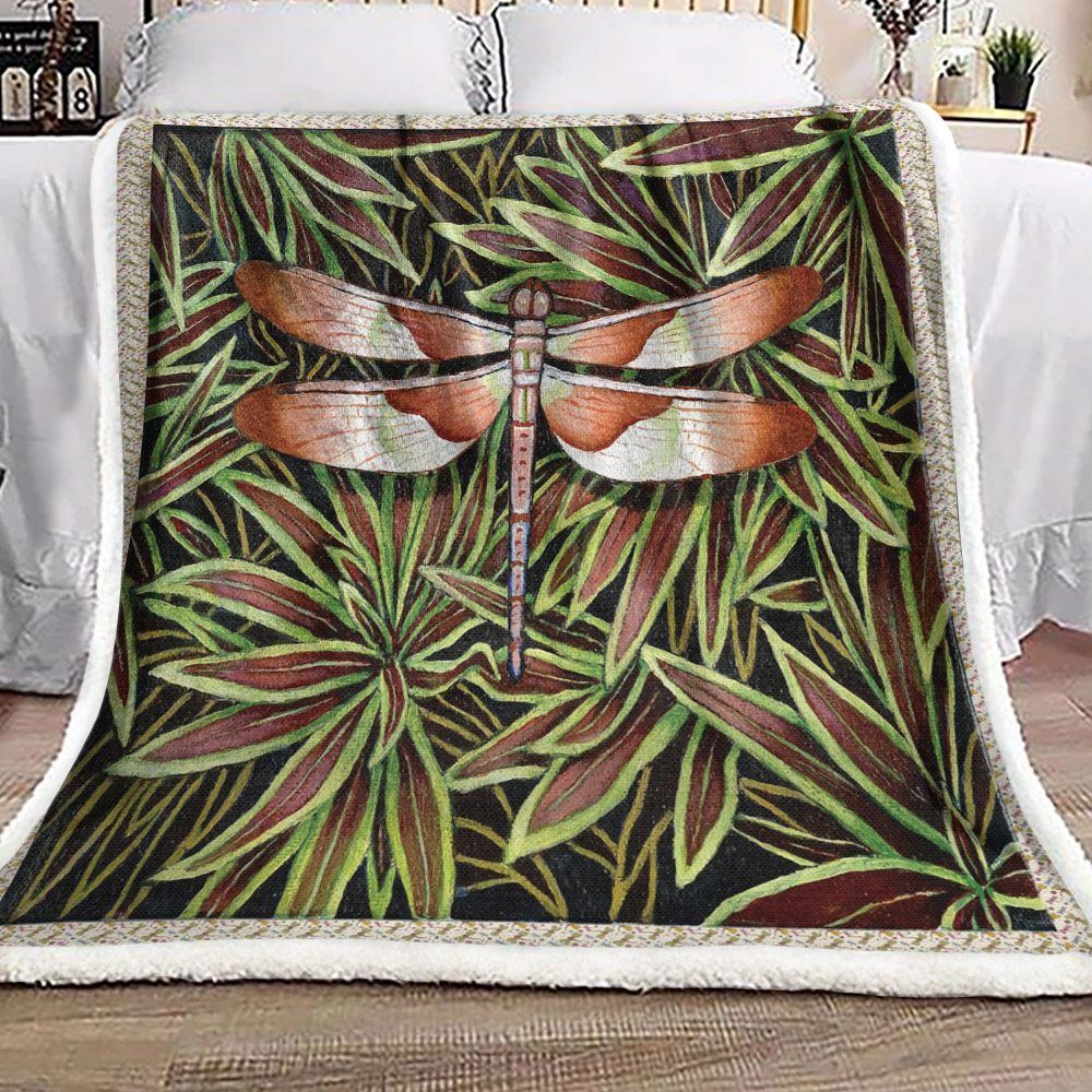 Tropical Dragonfly Sherpa Fleece Blanket